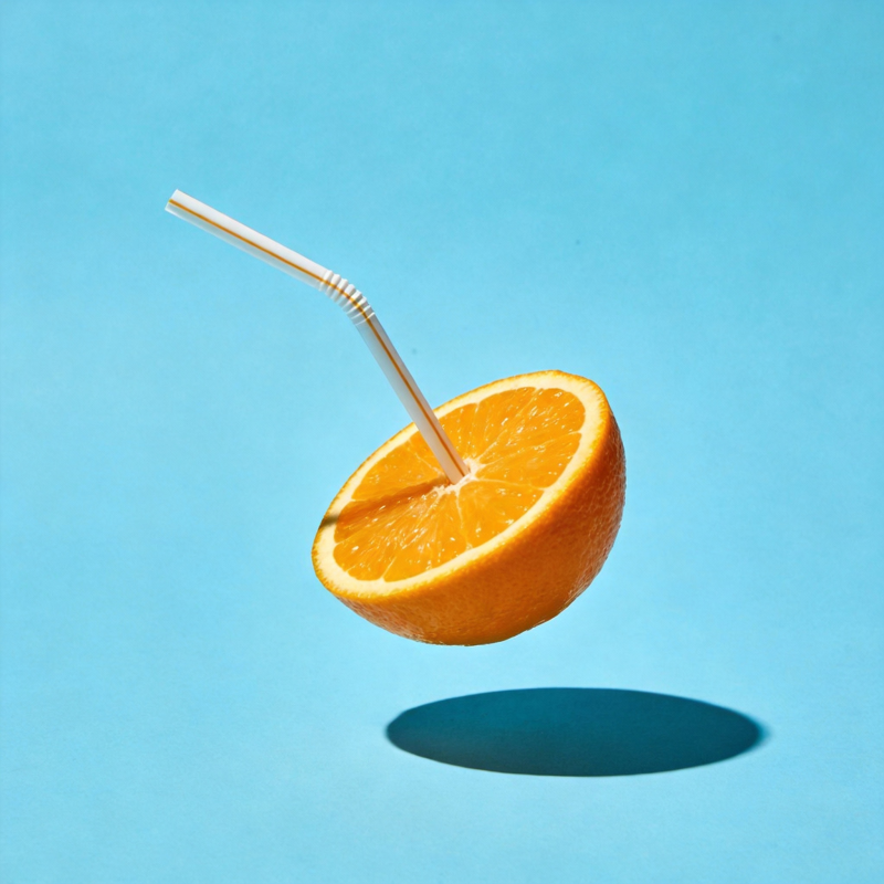 橙子飞舞 吸管相伴图片