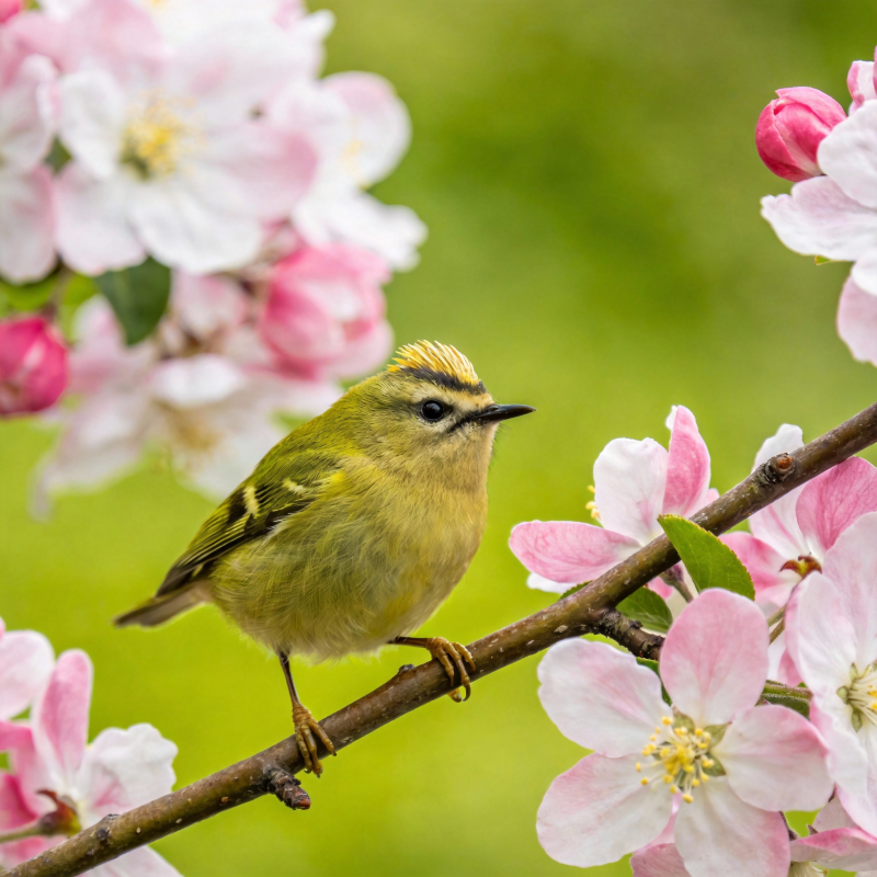 春鸟栖花枝图片