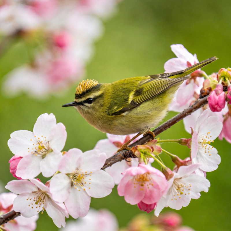 春樱枝头小鸟栖图片