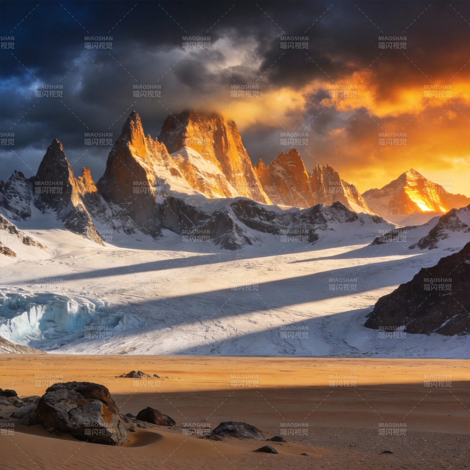 雪峰映日 壮丽山河图片