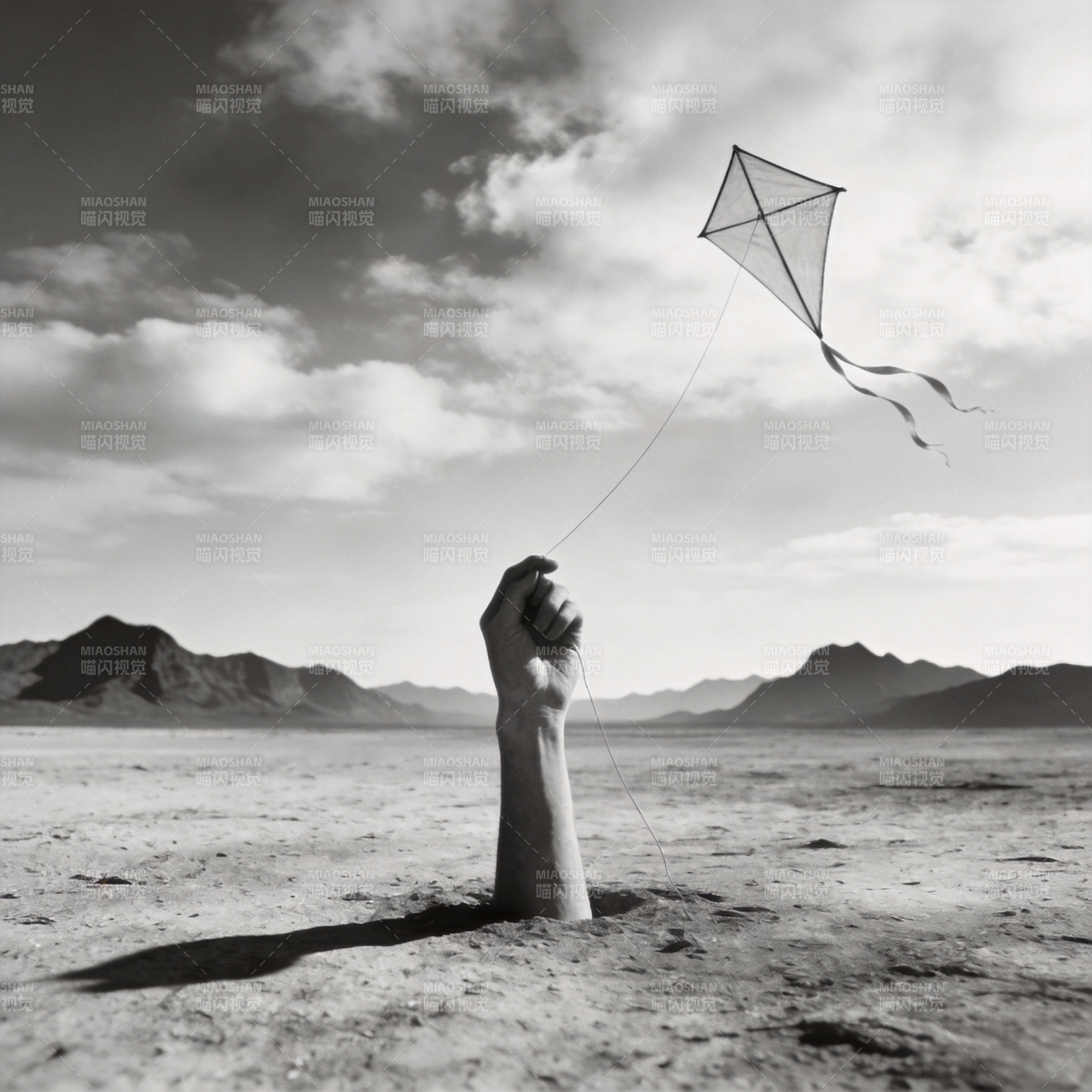 手握风筝 荒漠孤影图片