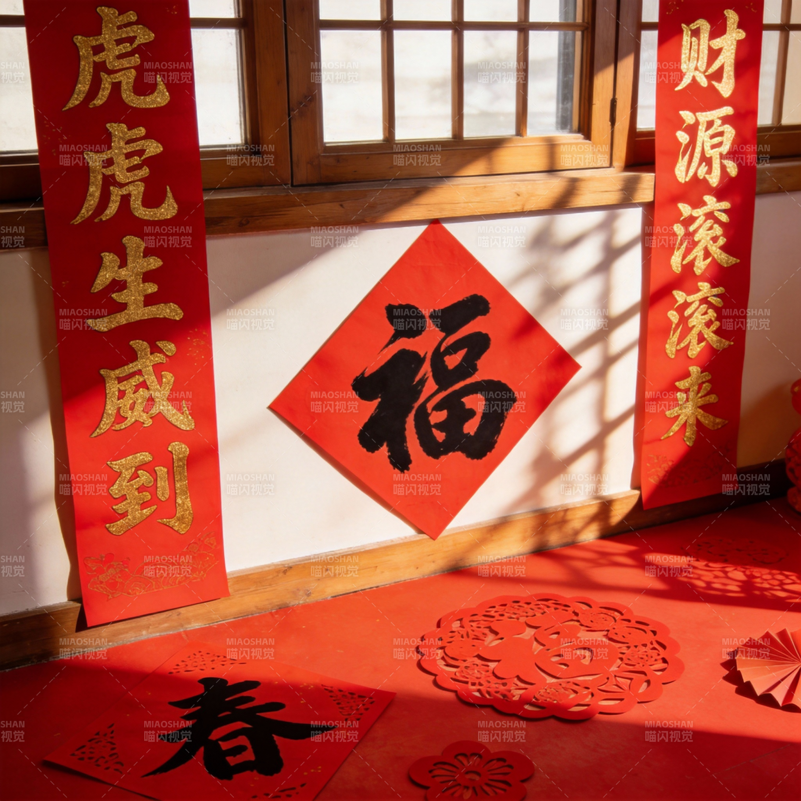 虎年福到春满门图片
