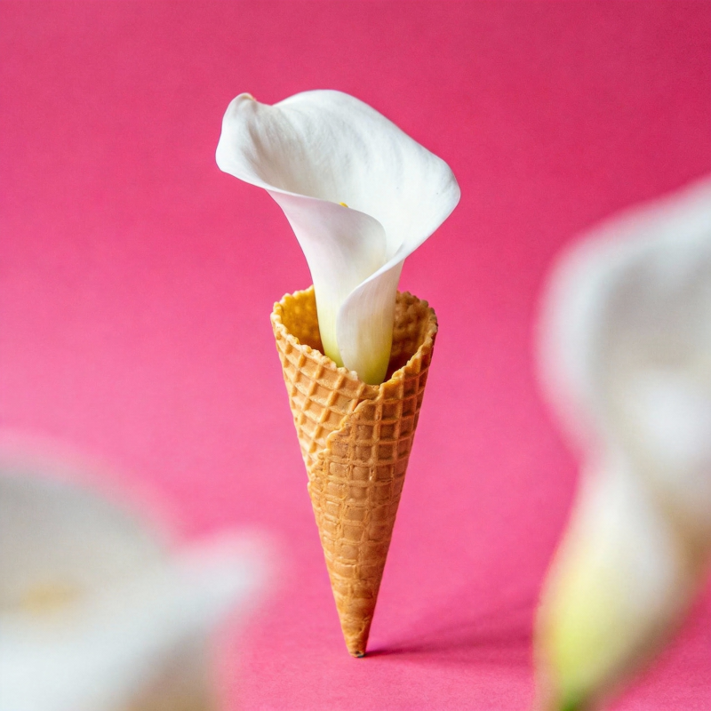 花在甜筒中图片