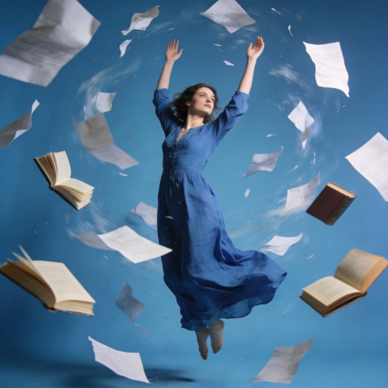 书页飞舞的女子图片