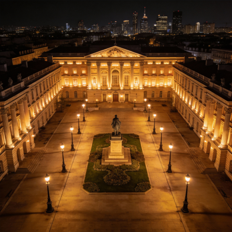 夜幕下的宏伟庭院图片