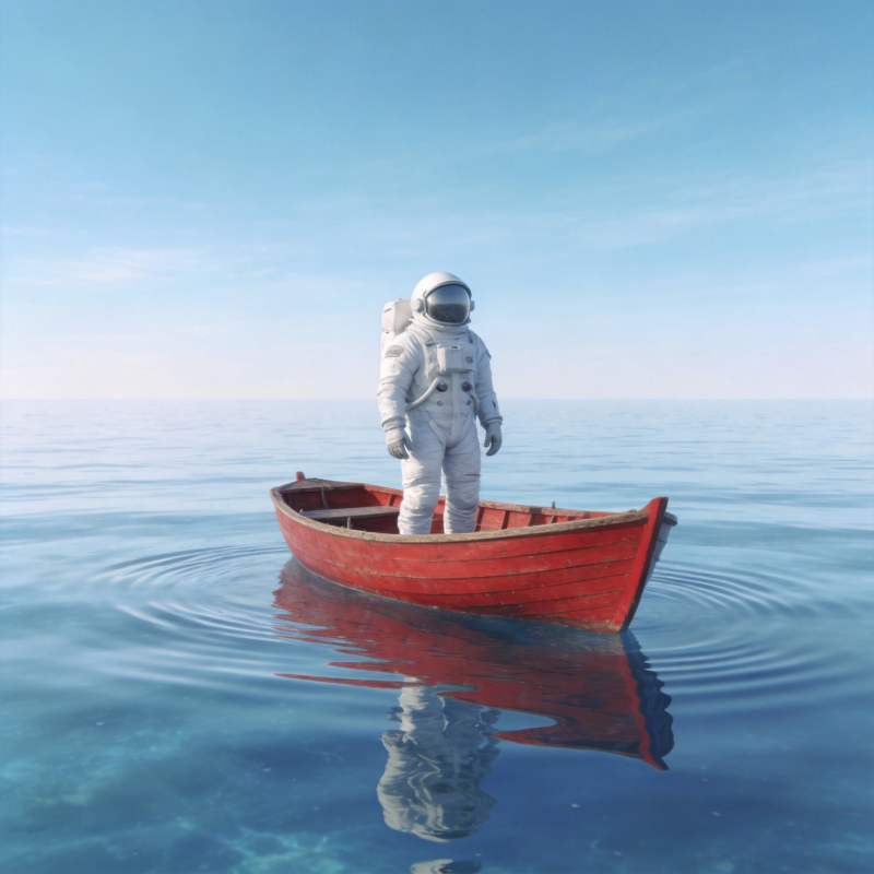 宇航员泛舟碧海图片