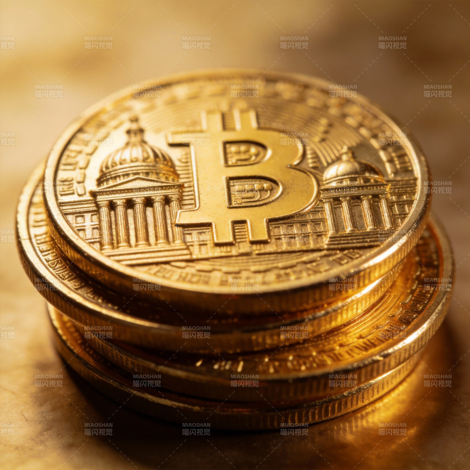 比特币金币堆叠图片