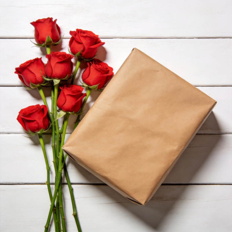 玫瑰与礼盒图片