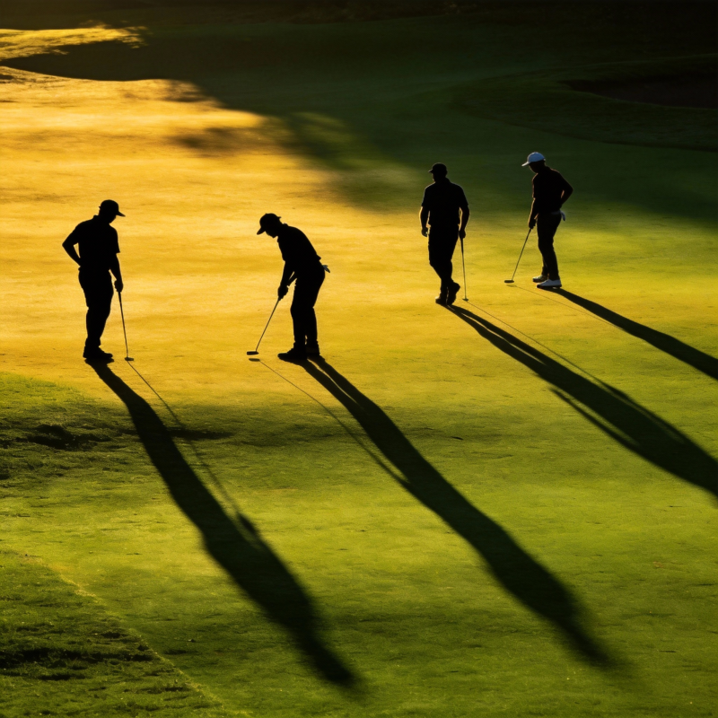 夕阳下的高尔夫剪影图片