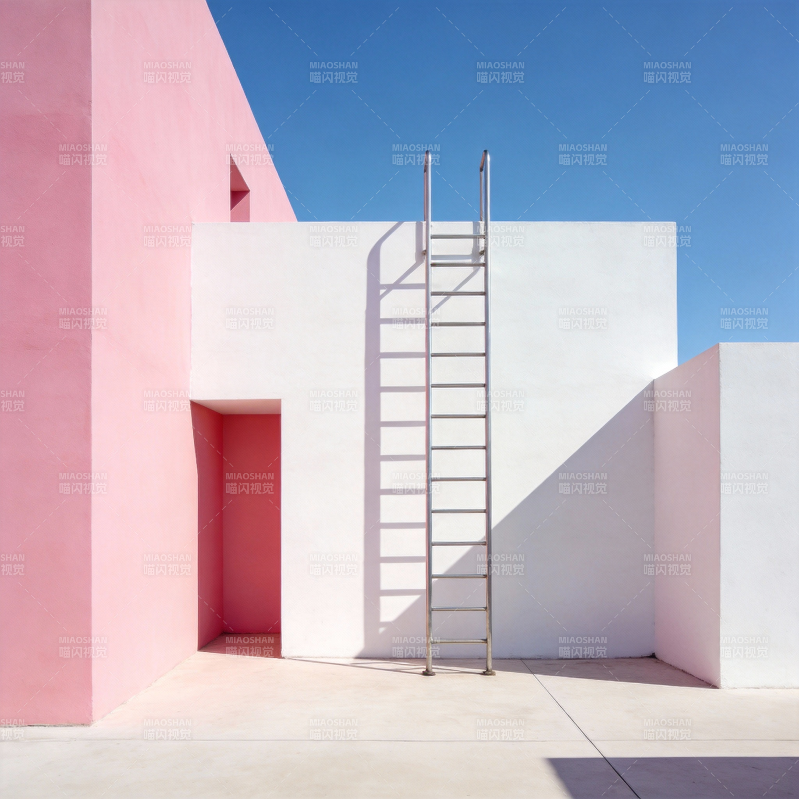 粉白几何建筑图片