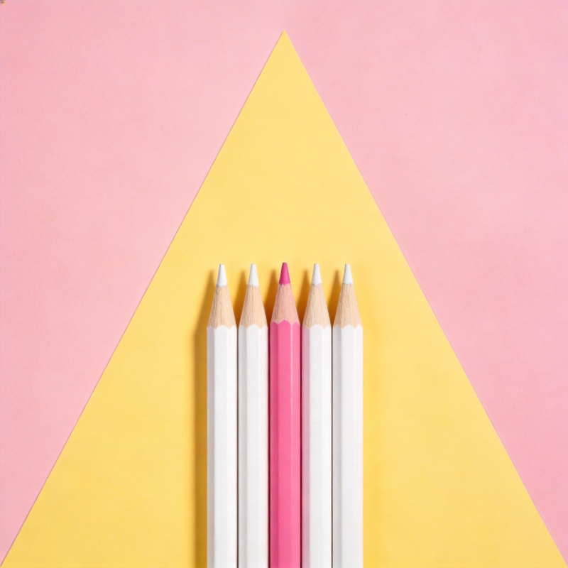 五支铅笔 粉黄背景图片