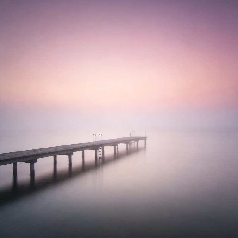 雾中长桥静谧景图片