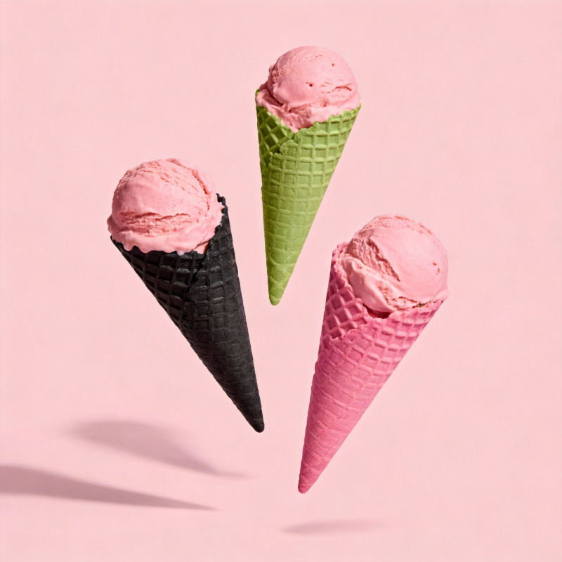三色冰淇淋飘浮图片
