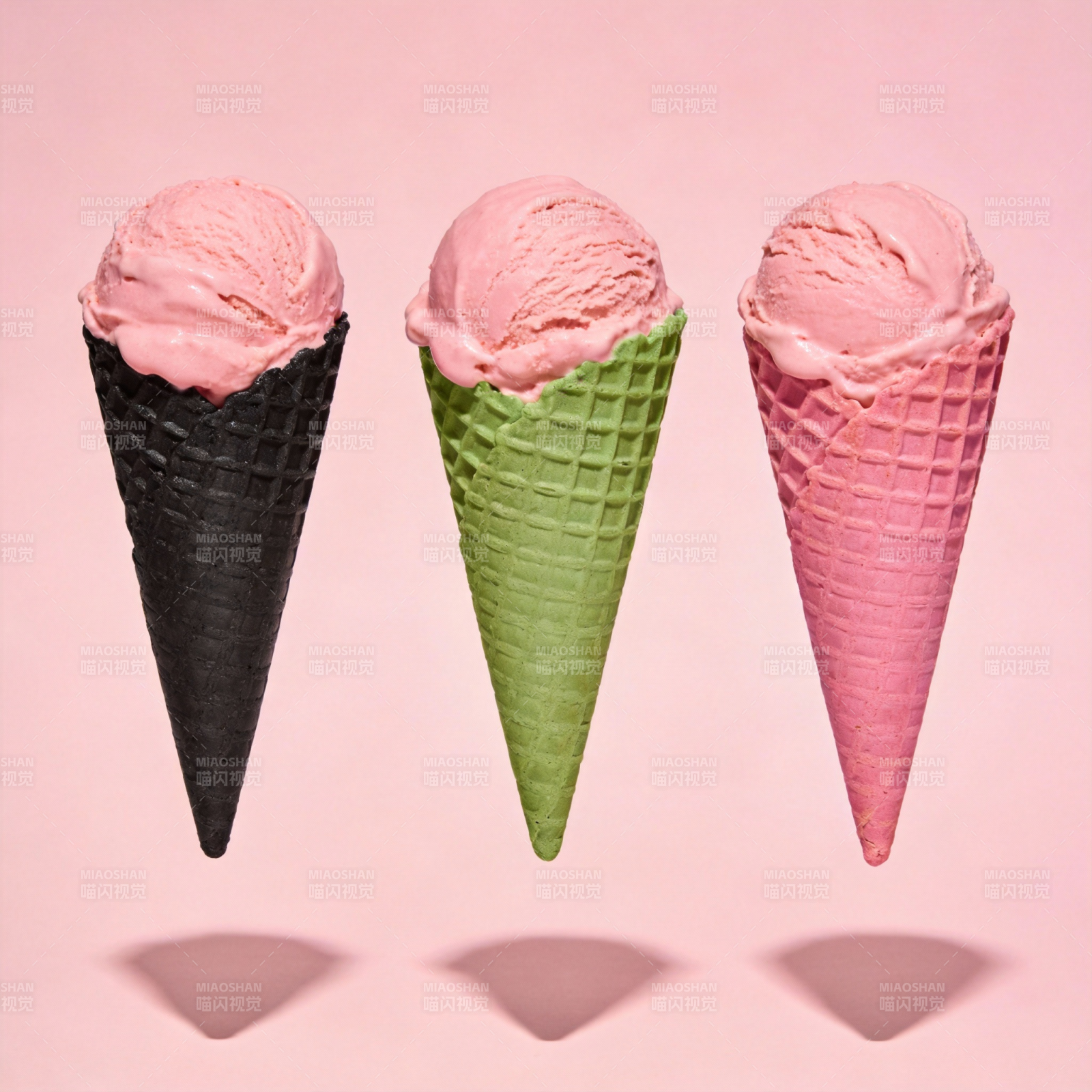 三色冰淇淋图片