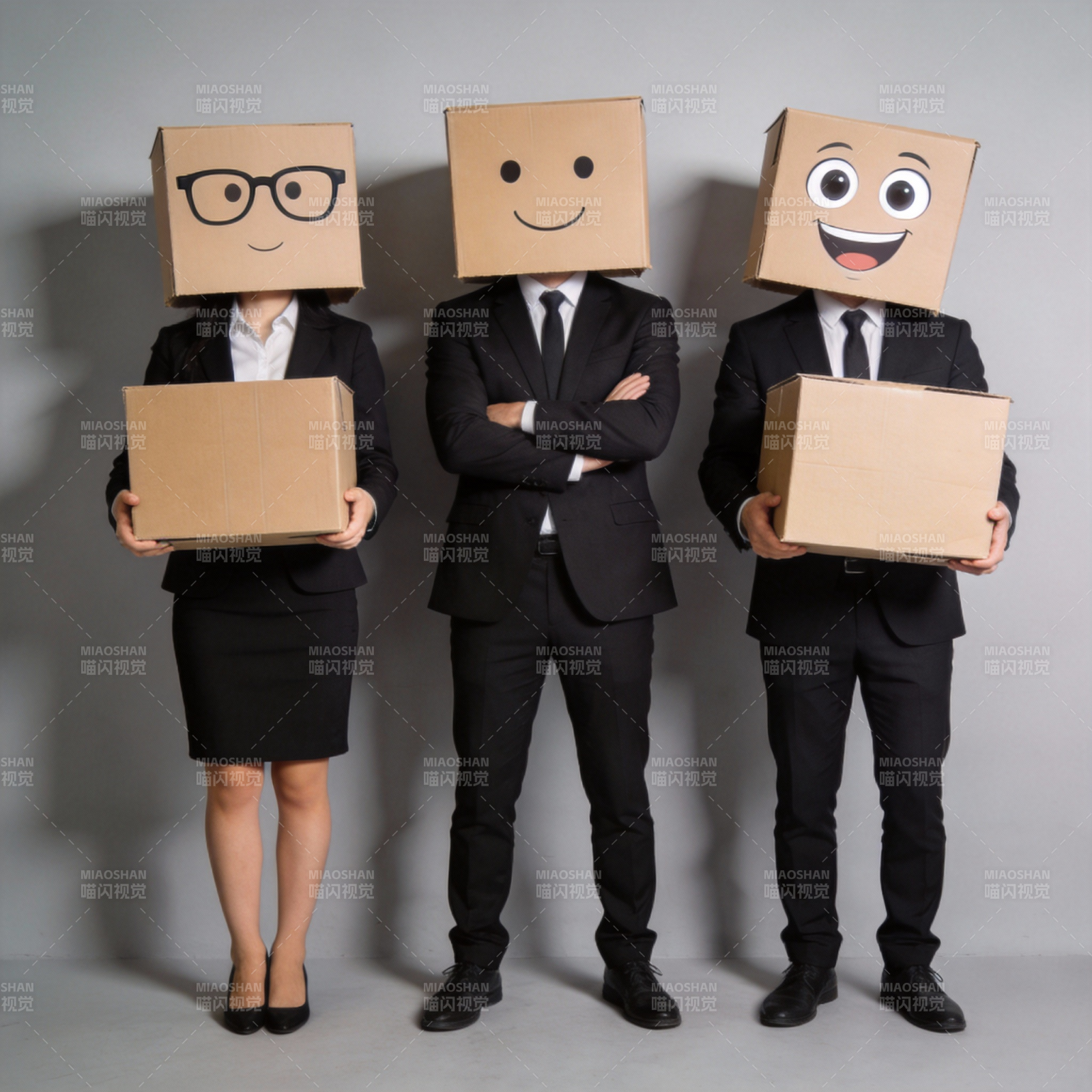 盒头人职场趣照图片