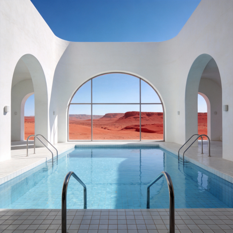 沙漠中的泳池奇景图片