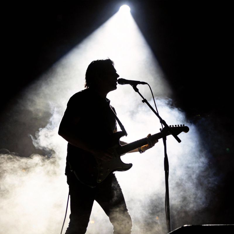 舞台剪影 吉他手演唱图片