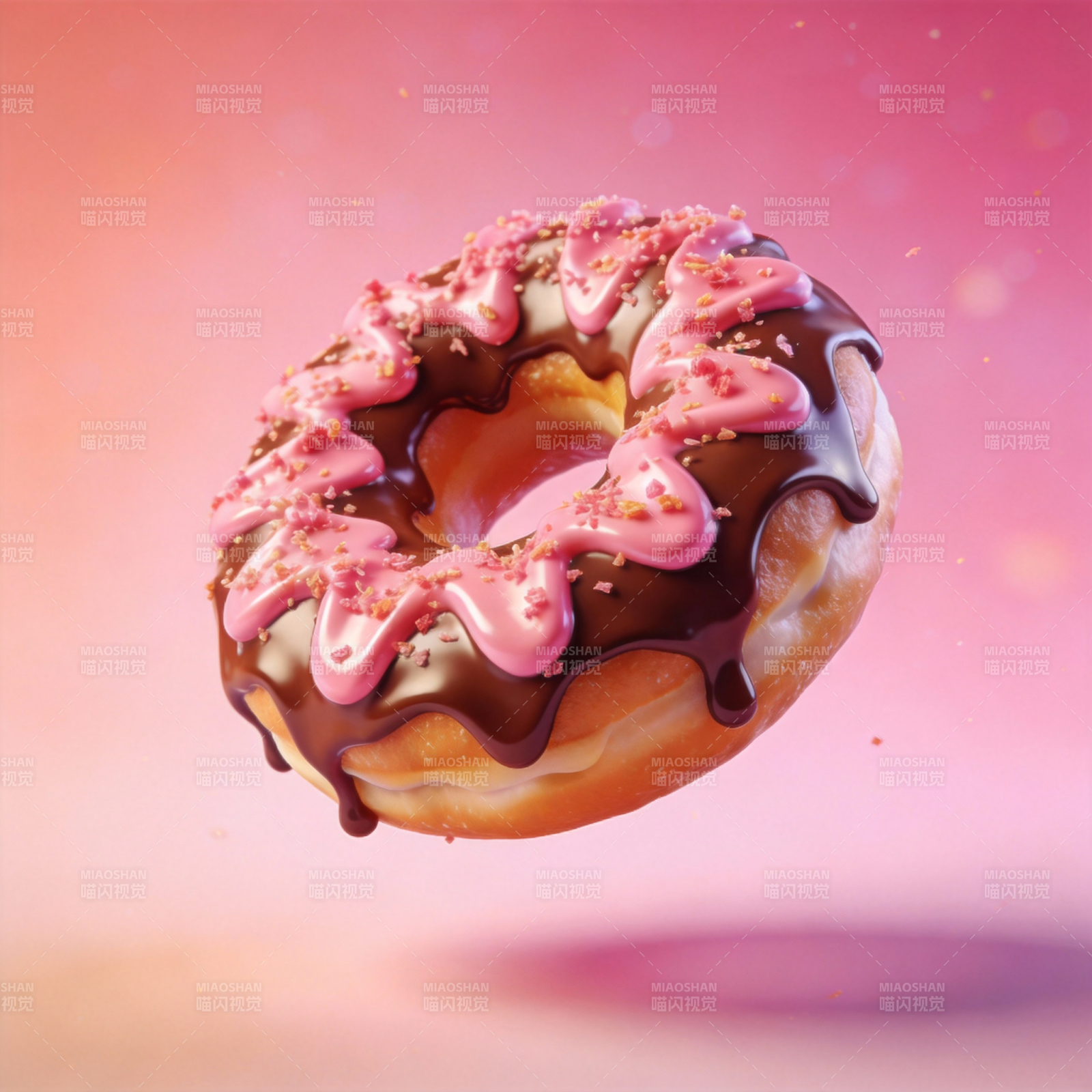 巧克力粉红甜甜圈图片