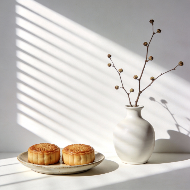 月饼与花影图片