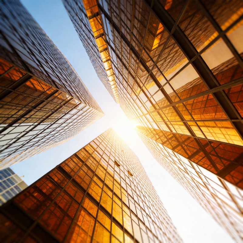 高楼林立 阳光穿透图片