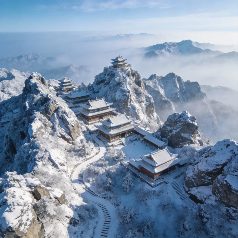 雪峰古刹云海间图片