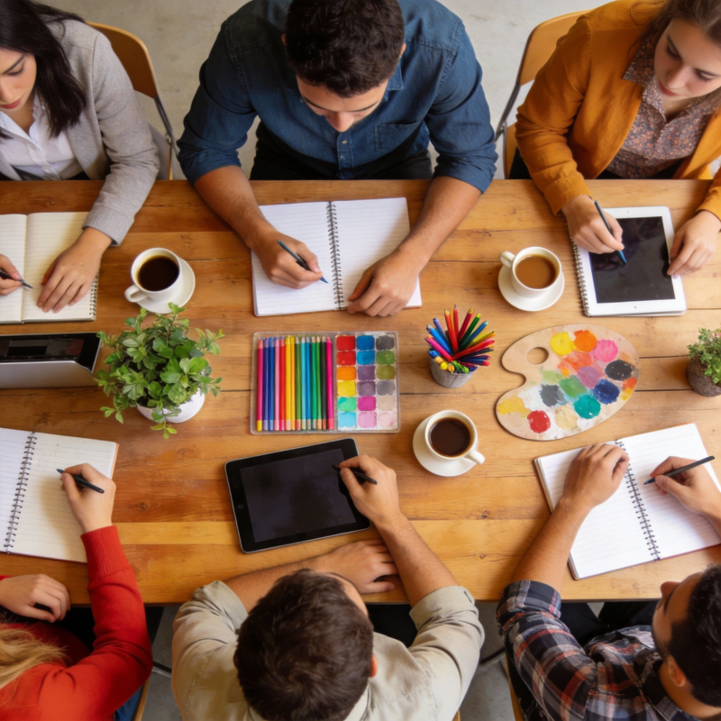 创意团队协作绘图图片