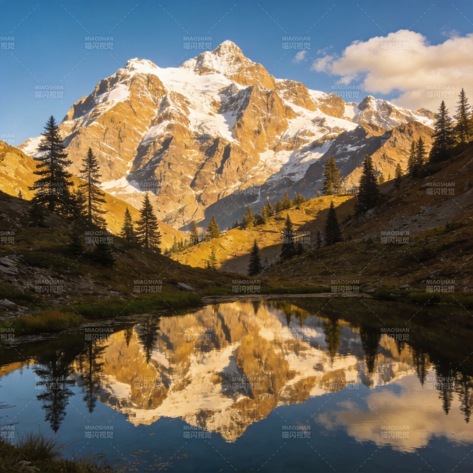 雪山倒影湖中图片