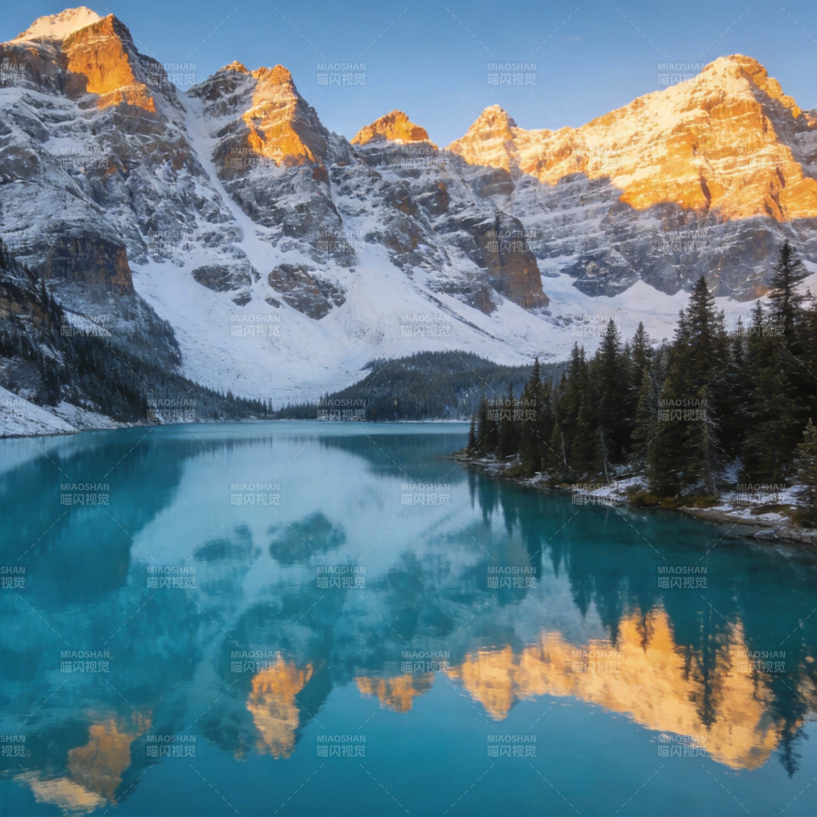雪山倒影湖光图片