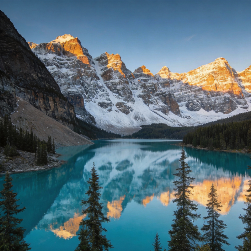 雪山倒影湖光图片