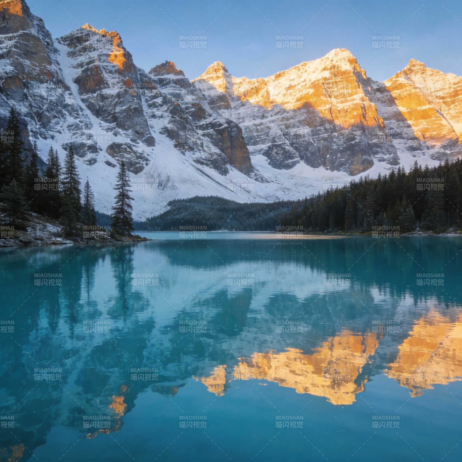 雪山映湖 静谧如画图片