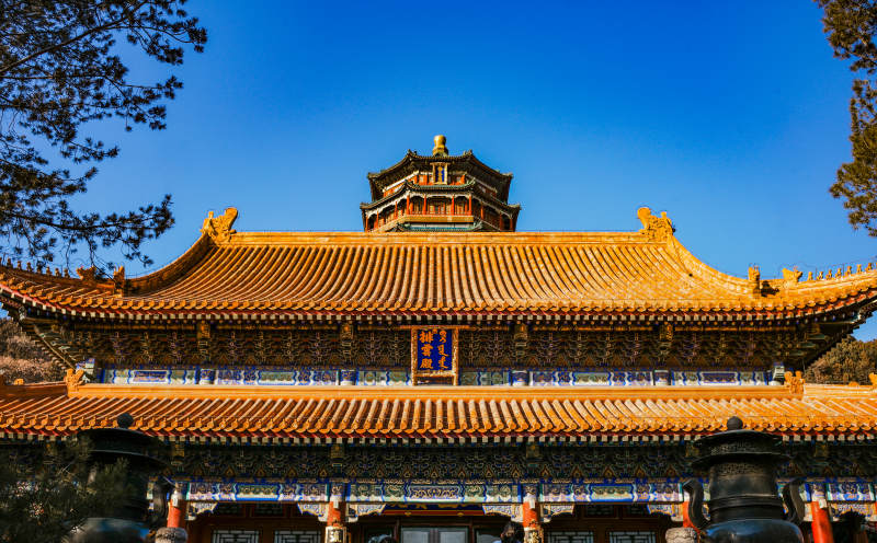 颐和园佛香阁 金顶殿宇图片