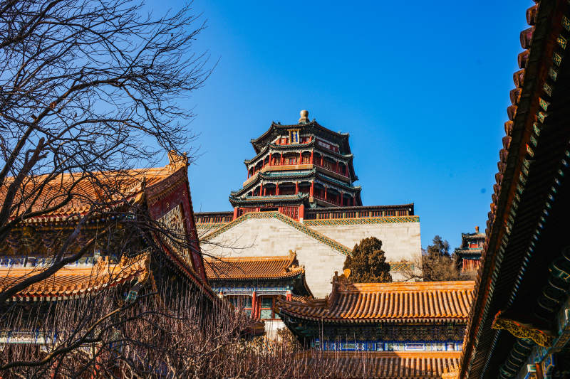 颐和园 古建筑群映蓝天图片