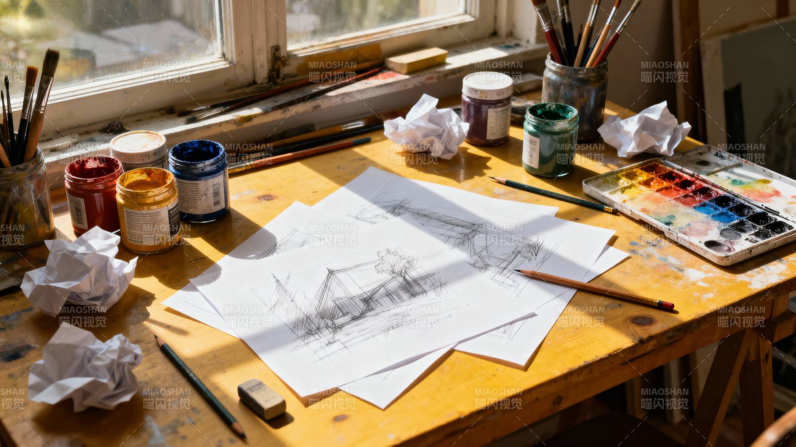 画室里的创作时光图片