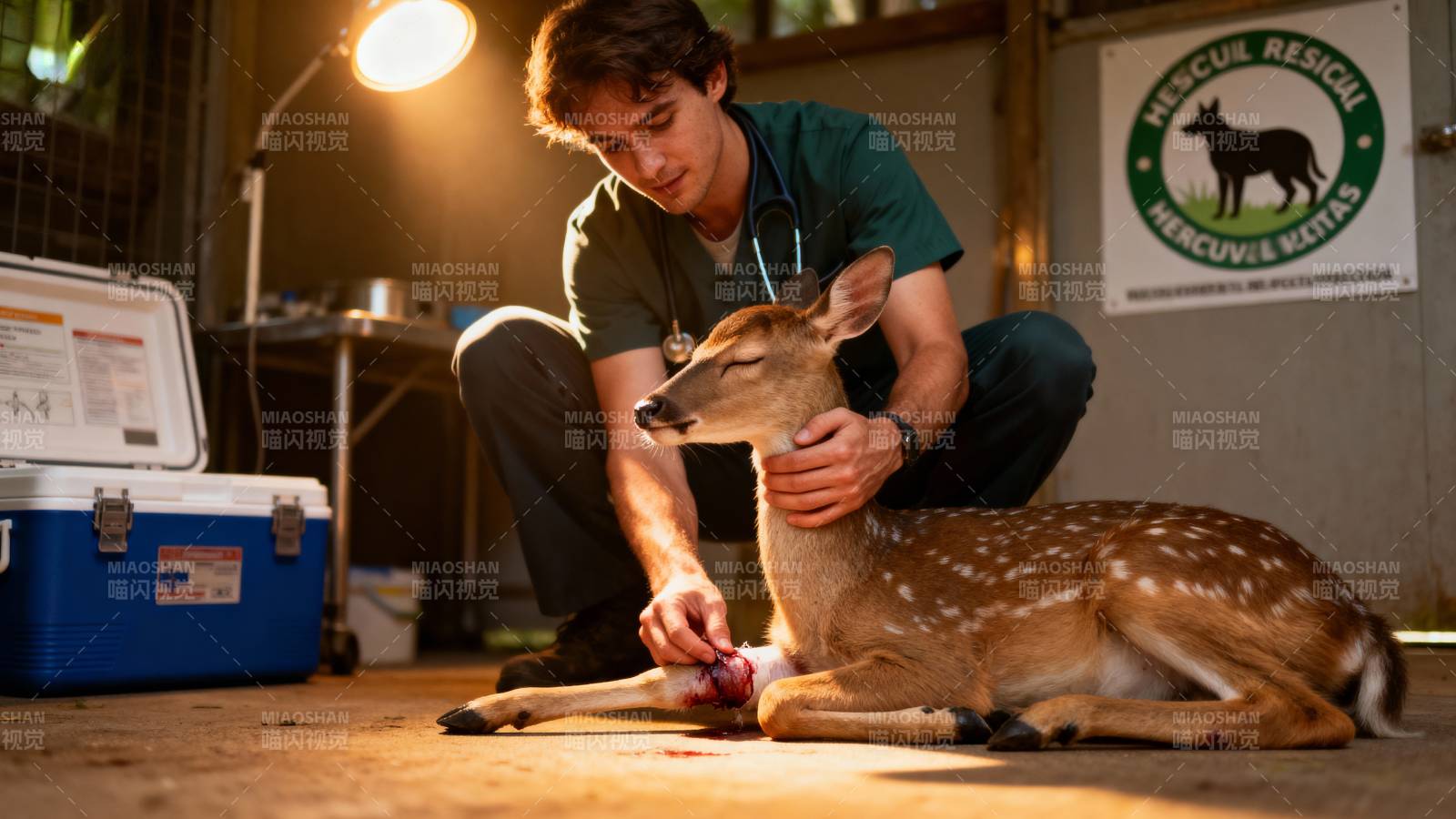 兽医救治小鹿图片