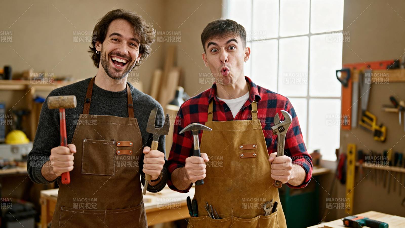 工匠笑对镜头图片