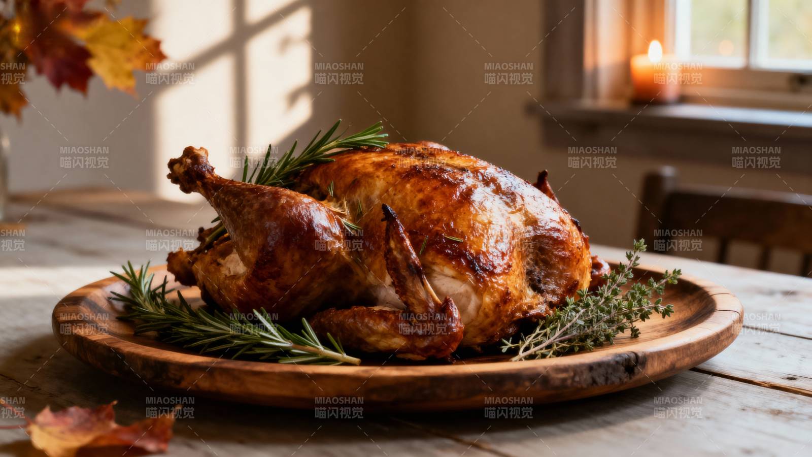 金黄烤鸡 香气四溢图片