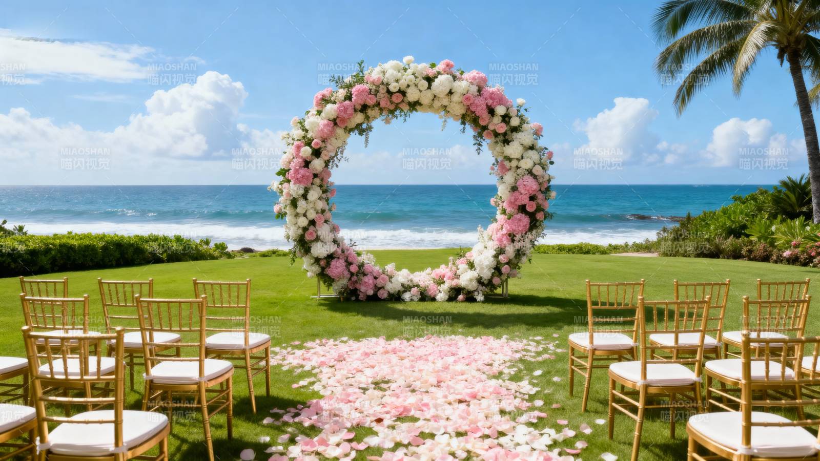 海边花环婚礼现场图片