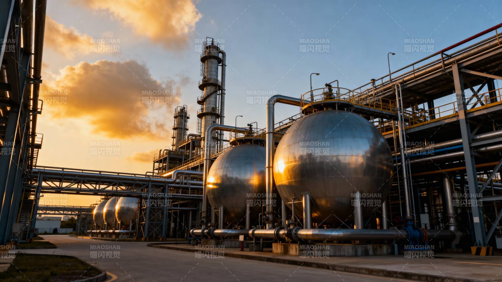 工业厂区日落景象图片