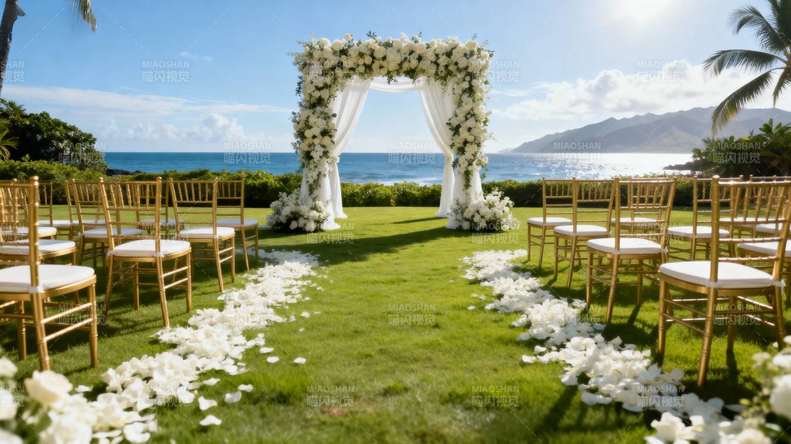 海边花艺婚礼现场图片