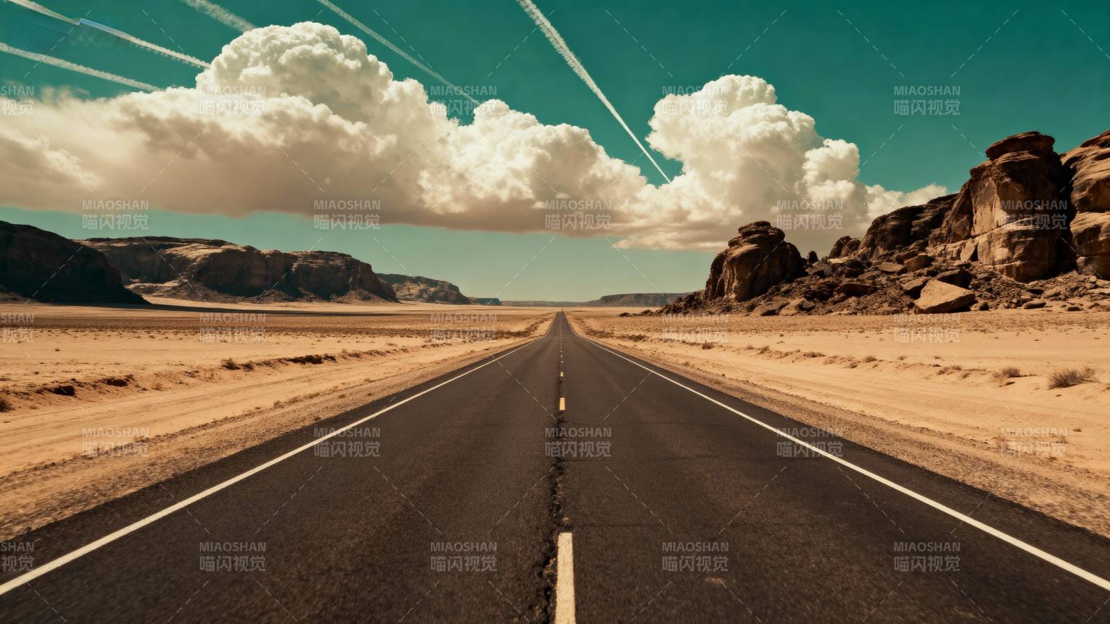 荒漠公路尽头图片