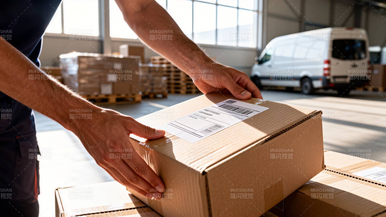 仓库工人打包货物图片