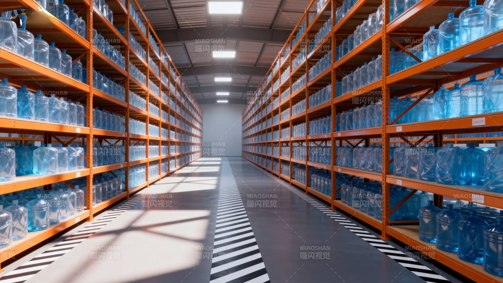 仓库货架整齐排列图片