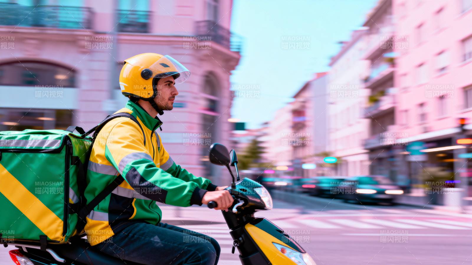 外卖骑手城市疾驰图片