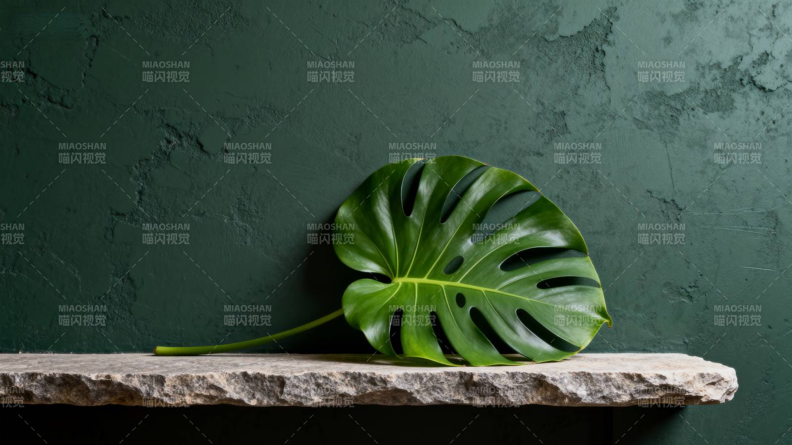 绿叶静置石台图片