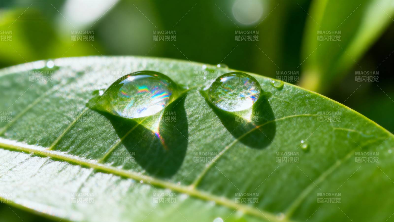 露珠映绿叶图片