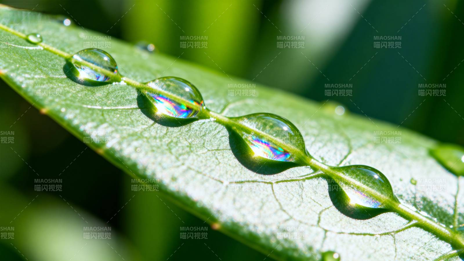 露珠映叶绿图片