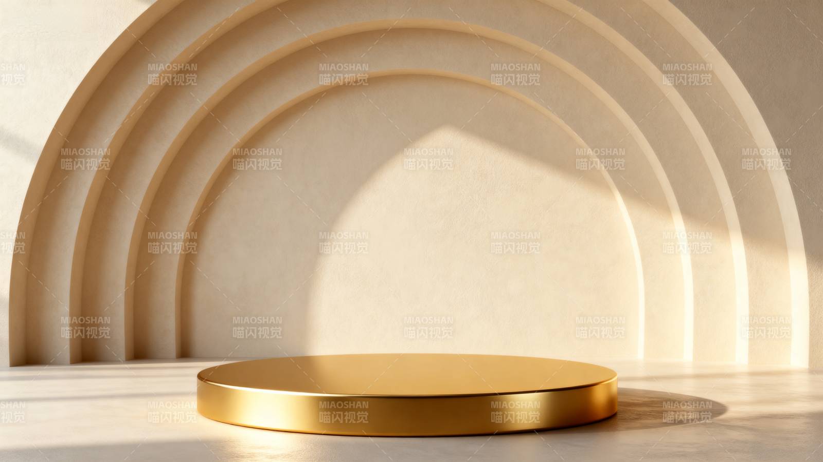 金色圆台光影艺术图片