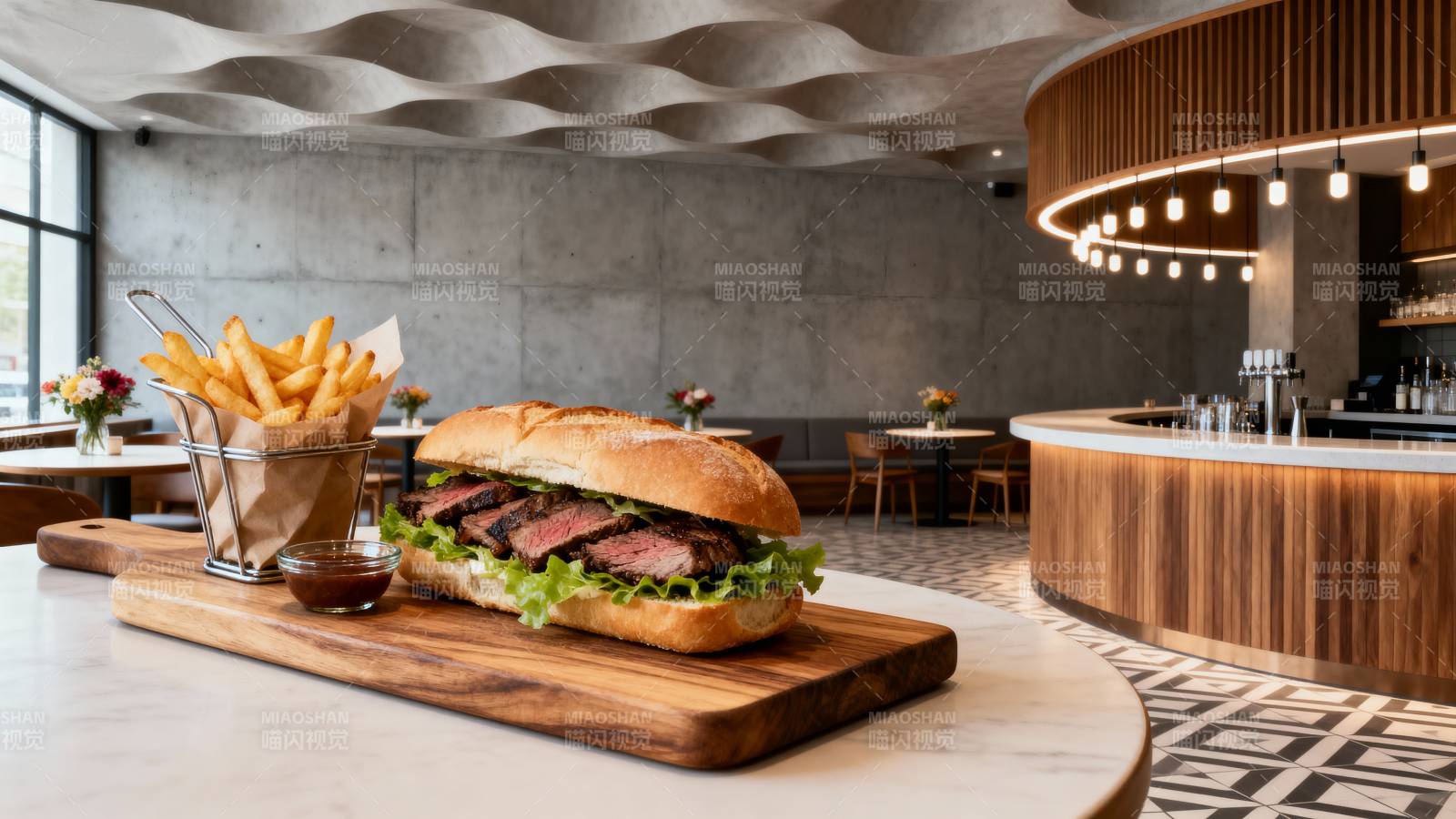 美味汉堡配薯条图片