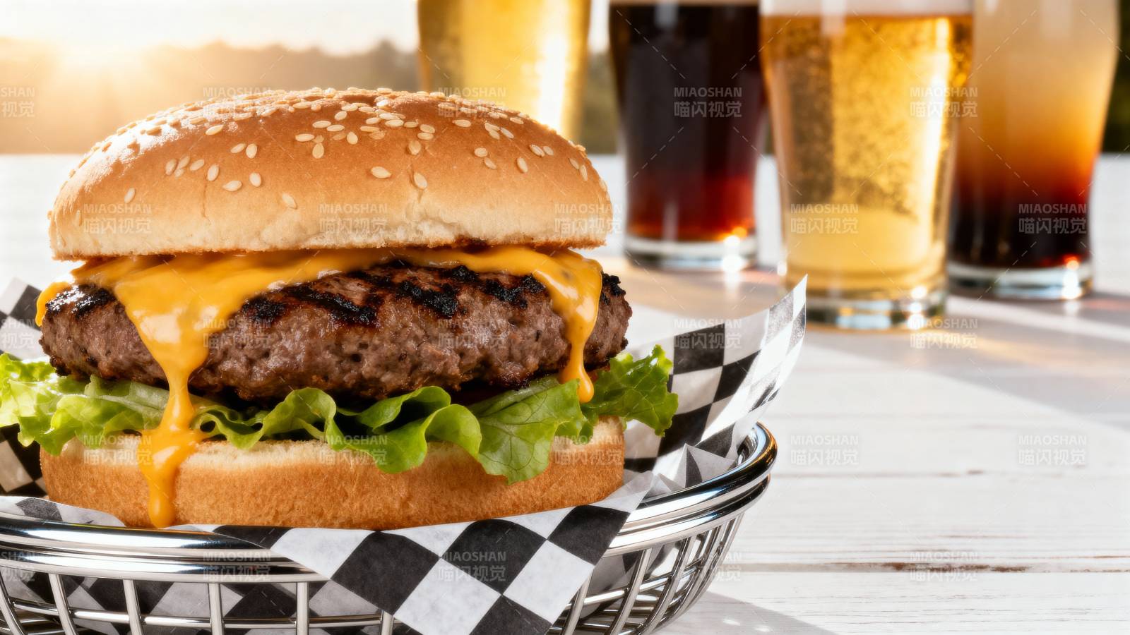美味芝士汉堡图片