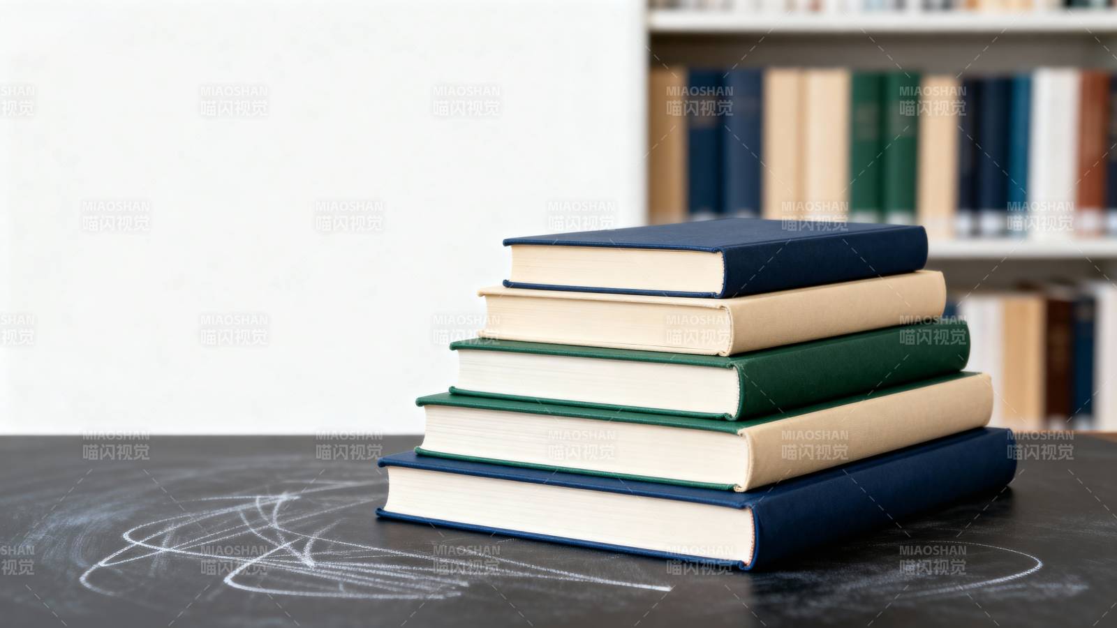 书堆静置桌前图片